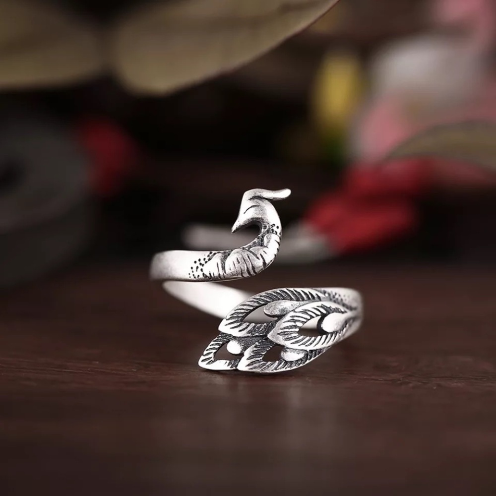 New Sterling Silver 925 Peacock Ring
